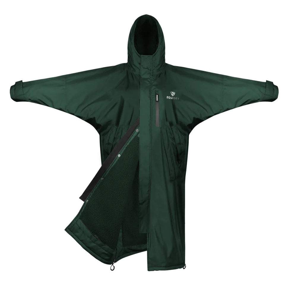 EQUIDRY Women's Thick Fleece Evolution Fixed Hood #colour_black-forest-green-green
