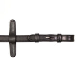 Henry James Small Pimple Hybrid Rubber Reins With Leather Stoppers #colour_black