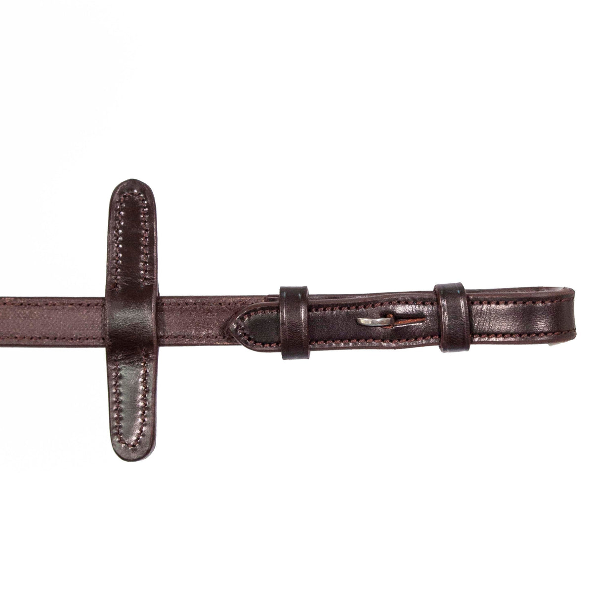 Henry James Small Pimple Hybrid Rubber Reins With Leather Stoppers #colour_havana-brown