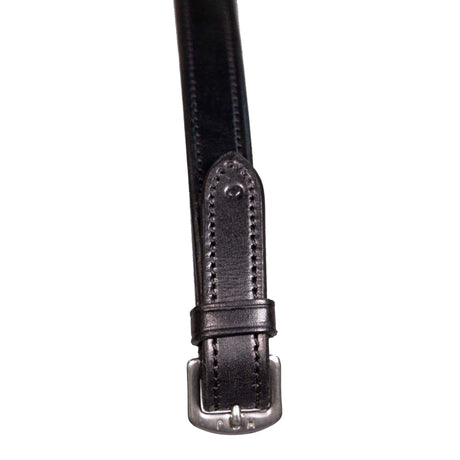 Henry James Small Pimple Hybrid Rubber Reins With Leather Stoppers #colour_black