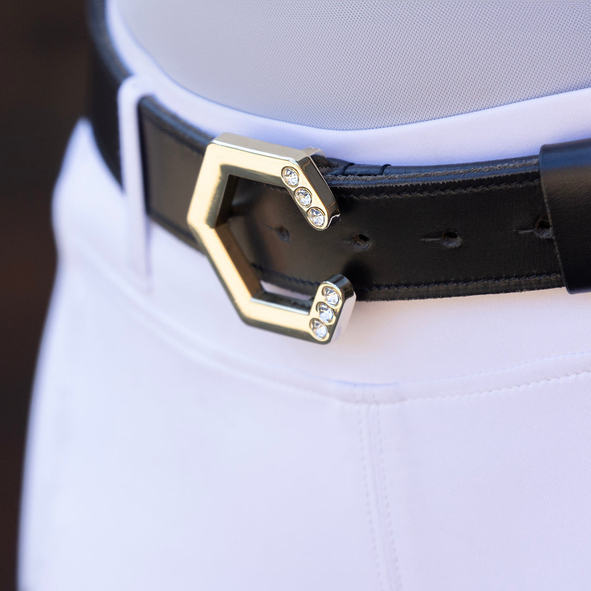 Coldstream Hutton Diamante Leather Belt #colour_black-gold