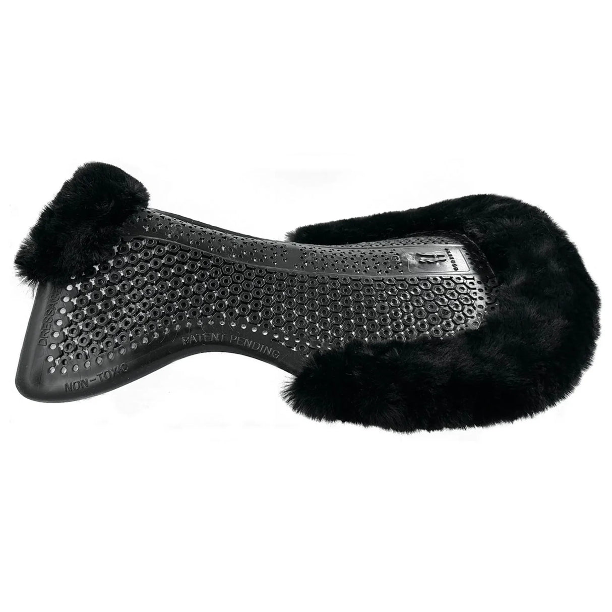 Horsena Regular Jumping Gel Pad with Rolled Edge Real Sheepskin #colour_black-black