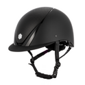 Charles Owen Hyda Carbon with Mips riding hat in Black Matte/Black Gloss, side view