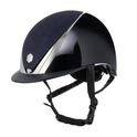 Charles Owen Hyda Sparkly with Mips riding hat in Navy Gloss/Chrome, side view