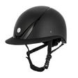Charles Owen Hyda Carbon Wide Peak with Mips riding hat in Black Matte/Black Gloss, side view