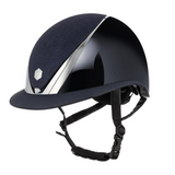 Charles Owen Hyda Sparkly Wide Peak with Mips riding hat in Navy Gloss/Chrome, side view