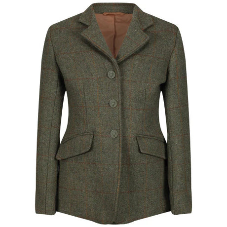 Equetech Claydon Tweed Junior Jacket #colour_green-herringbone