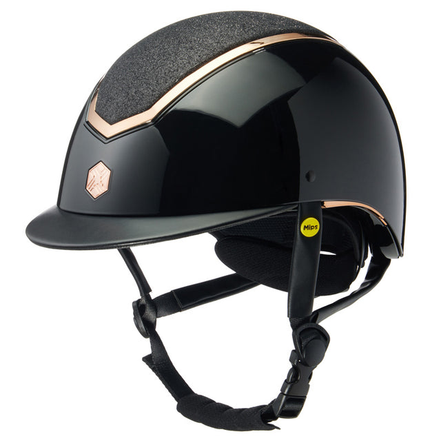 Charles Owen Kylo MIPS Sparkly Gloss Riding Hat #colour_black-gloss-rose-gold