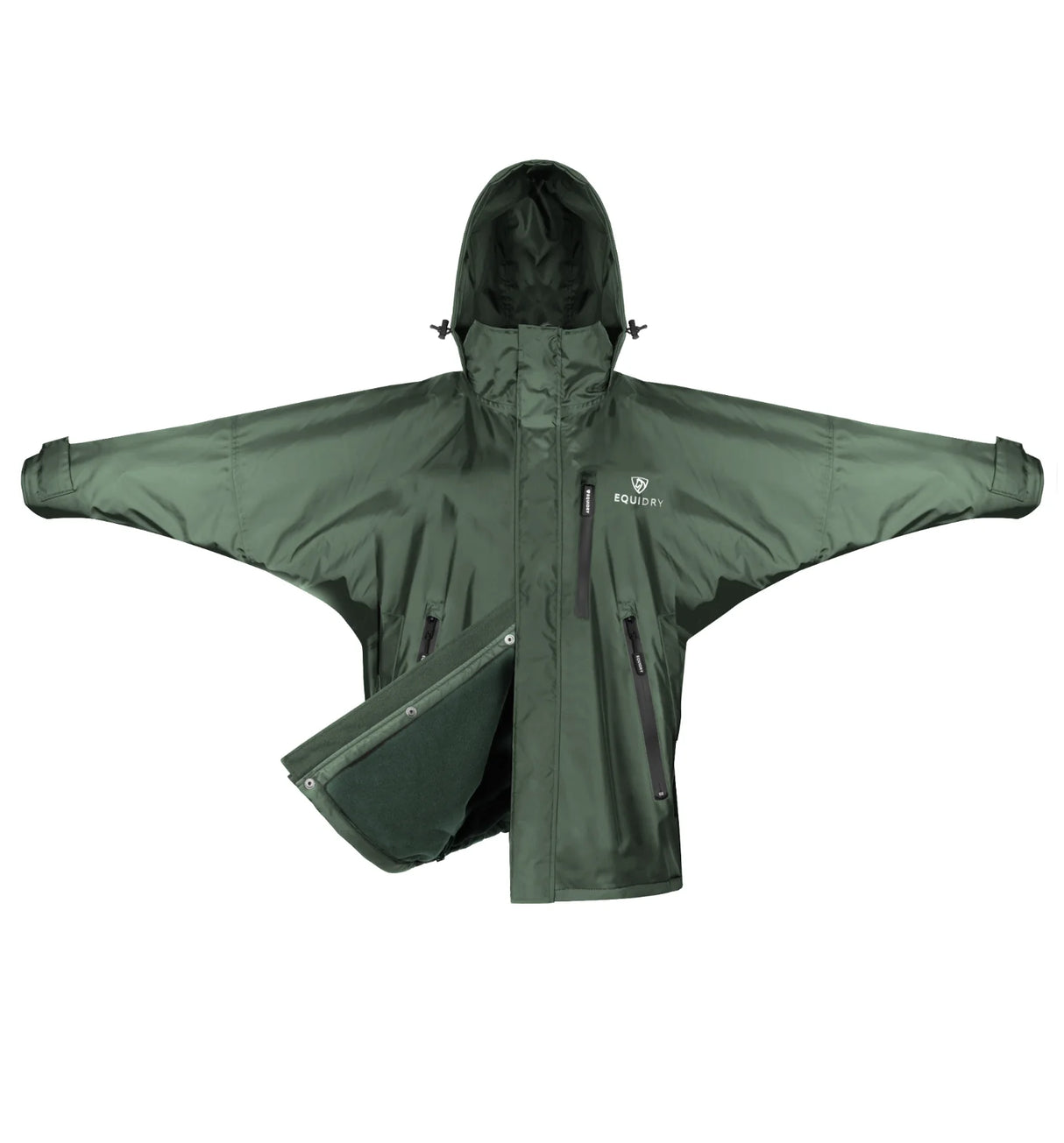 EQUIDRY Children's Thin Fleece Shortie #colour_black-forest-green
