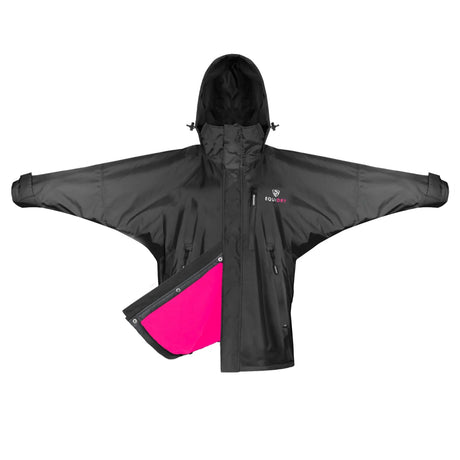 EQUIDRY Women's Thin Fleece Shortie #colour_black-peacock-pink