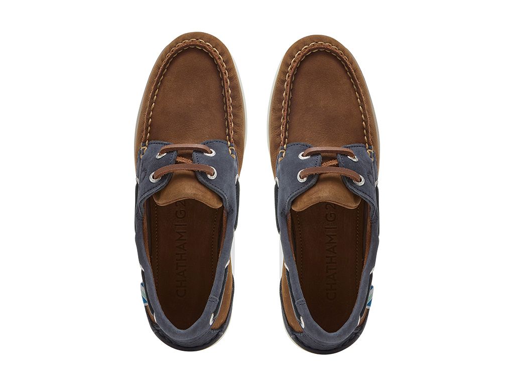 Chatham Bermuda Lady II G2 Leather Boat Shoes #colour_brown-navy