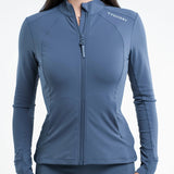 EQUIDRY Women's Water Repellent Zip up Top #colour_steel-blue-silver