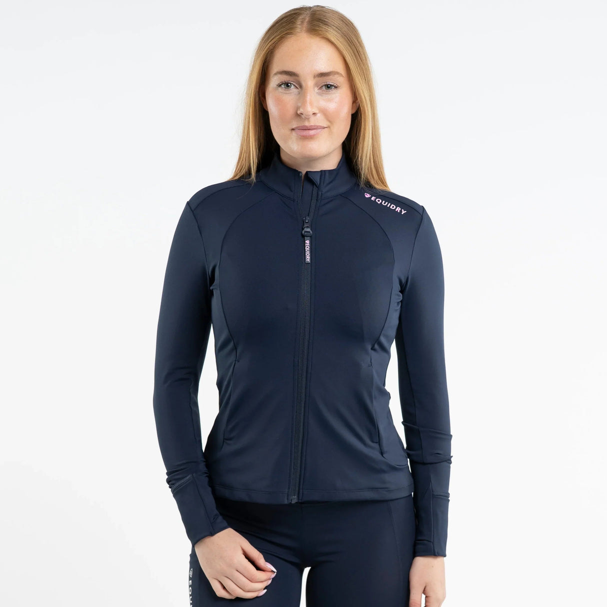 EQUIDRY Women's Water Repellent Zip up Top #colour_navy-pink