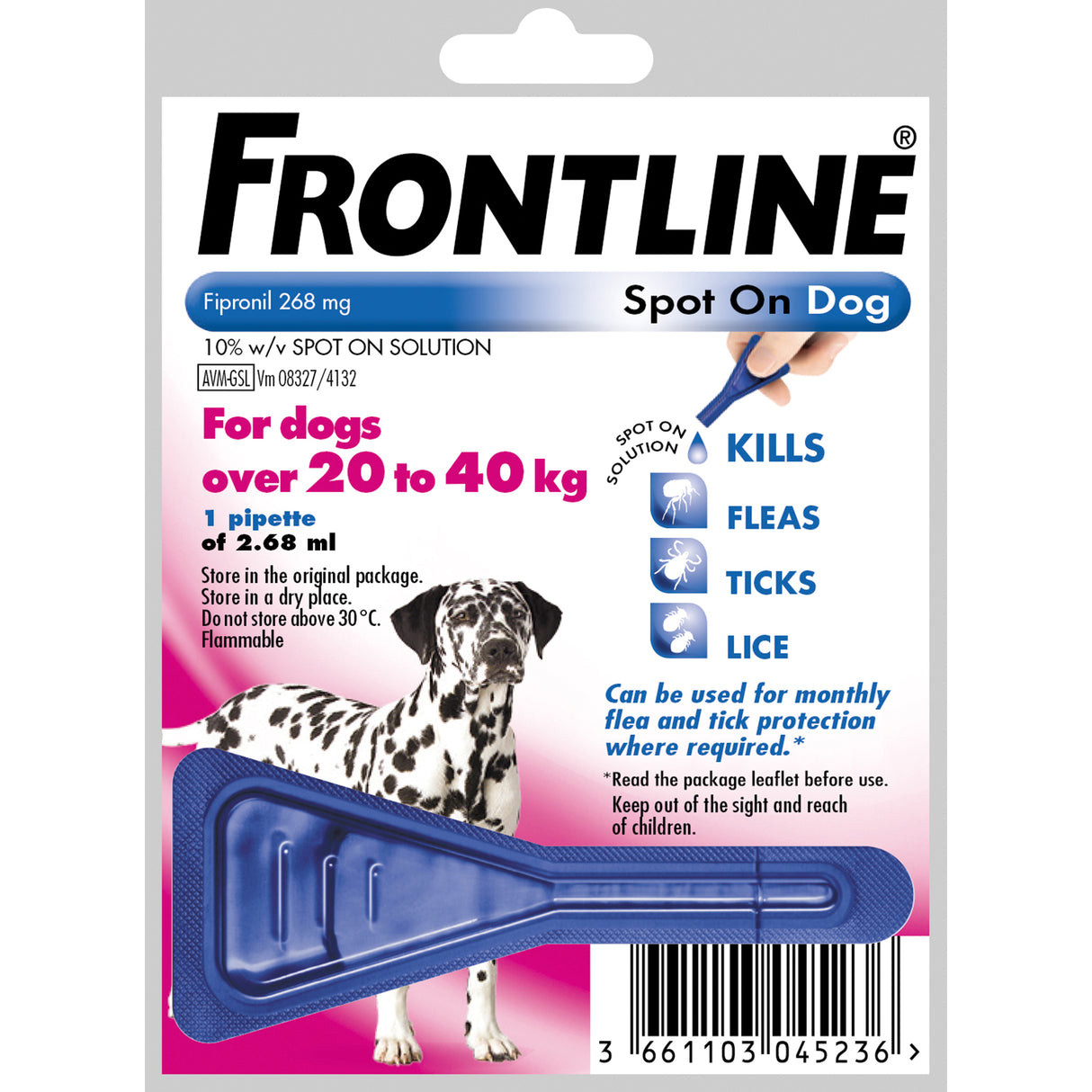 Frontline Spot On pour grands chiens de 20 à 40 kg