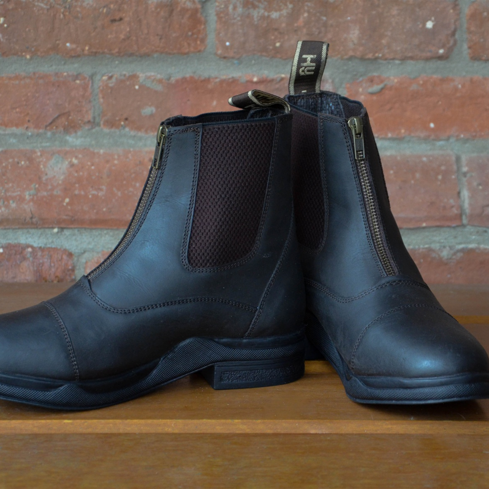 HyLAND Fleece Lined Wax Leather Zip Jodhpur Boot GS Equestrian