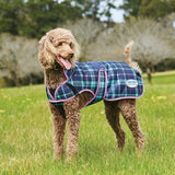 Weatherbeeta Comfitec Premier Free Parka Deluxe Dog Coat Medium #colour_navy-light-blue-purple-plaid