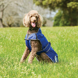 Weatherbeeta Comfitec Windbreaker Free Parka Deluxe Dog Coat #colour_dark-blue-grey-white