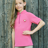 Covalliero Children's Short Sleeved Polo Shirt #colour_dark-rose