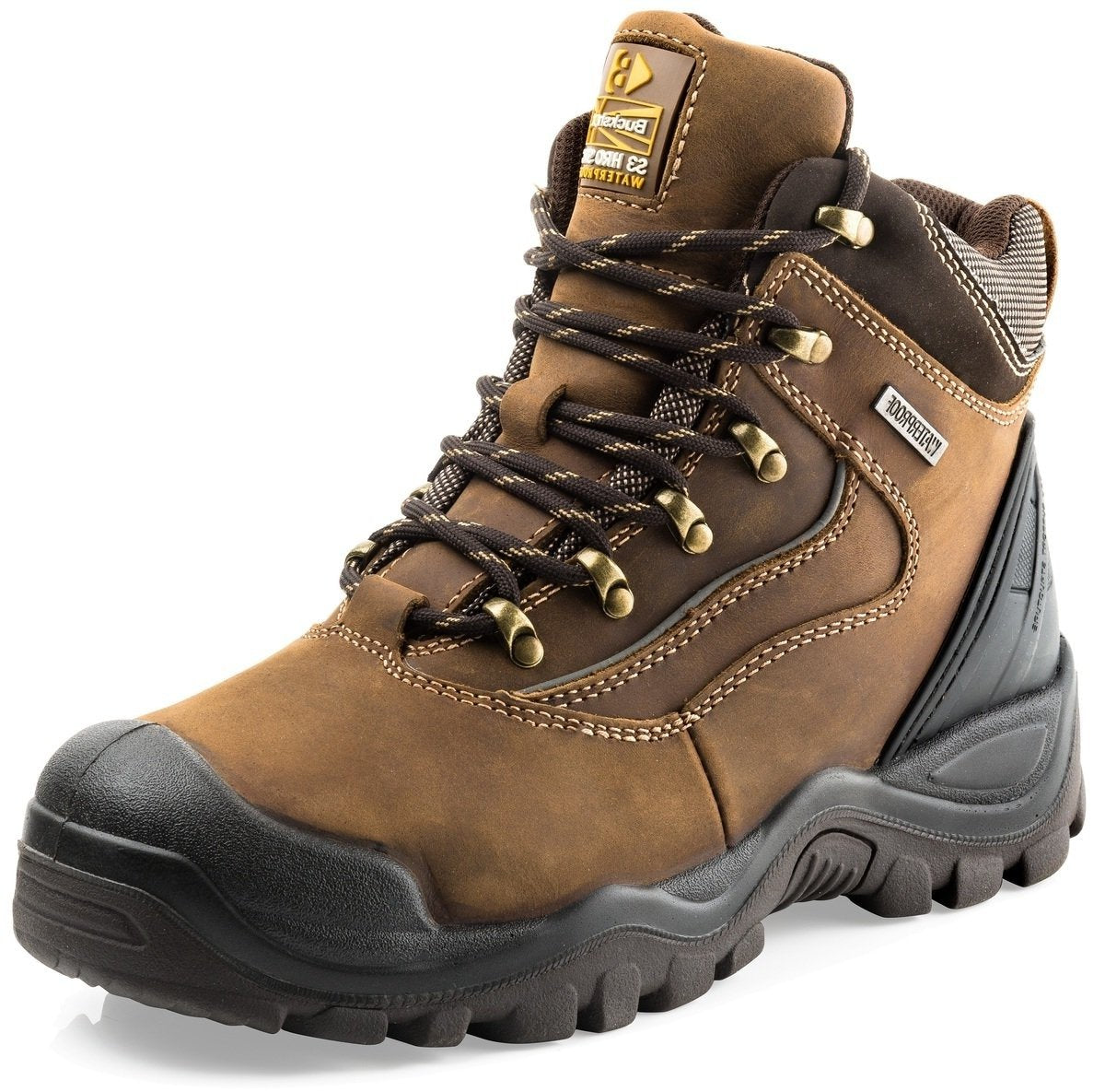 Buckbootz BSH002BR Safety Lace Boot #colour_brown