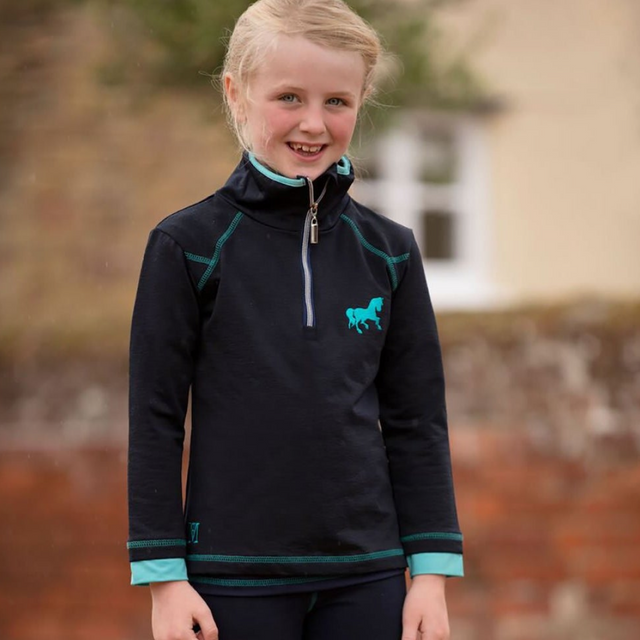 Mark Todd Kid's Training Top #colour_navy-aqua