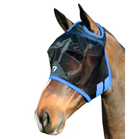 Hy Equestrian Mesh Half Mask Without Ears #colour_black-palace-blue