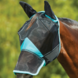 Weatherbeeta ComfiTec Deluxe Fine Mesh Mask With Ears & Nose #colour_black-turquoise