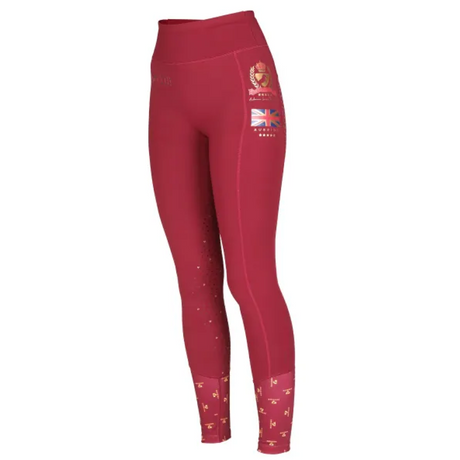 Shires Aubrion Team Girls Riding Tights #colour_burgundy