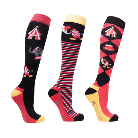 Hy Equestrian Novelty Printed Socks #colour_black-red