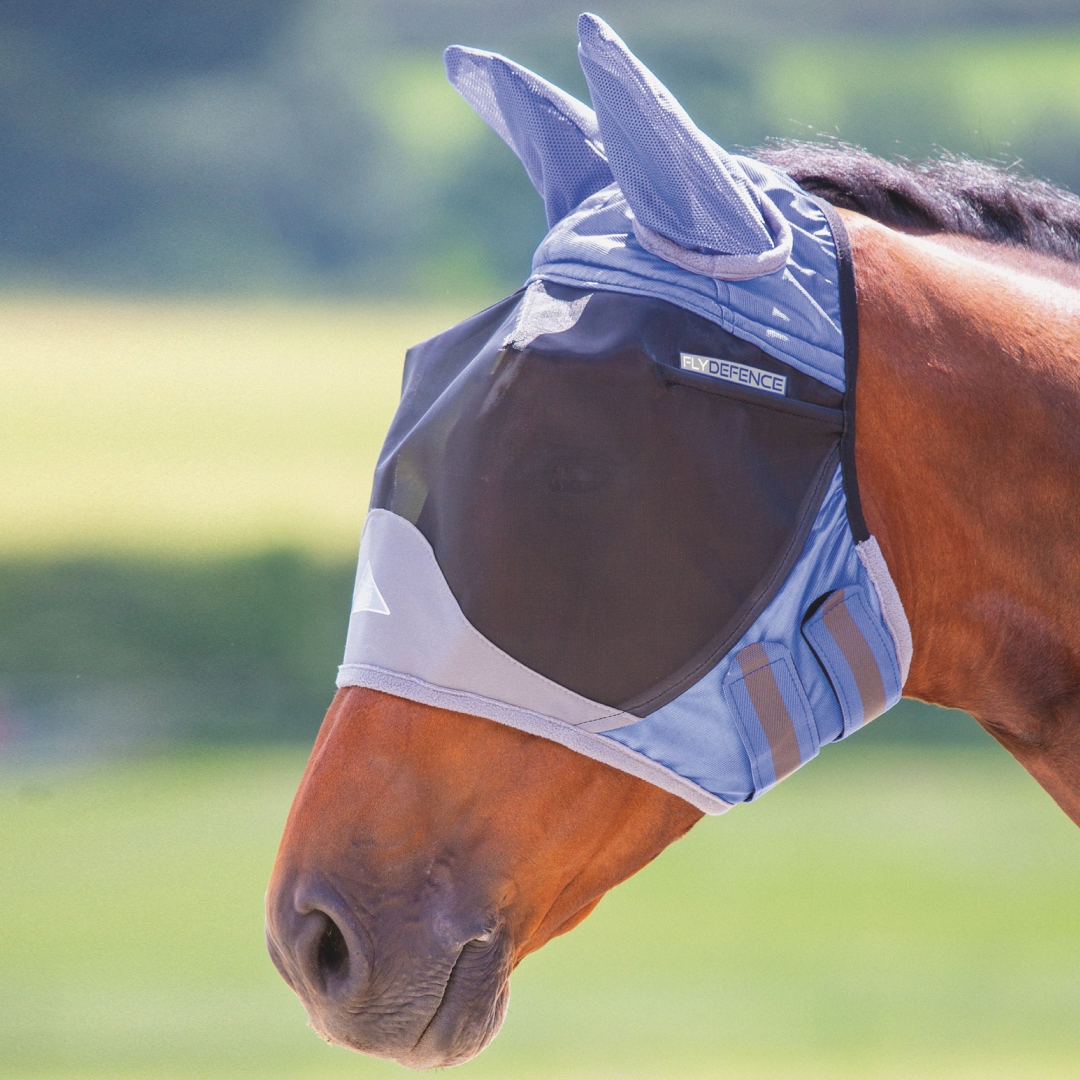 Shires FlyGuard Pro Deluxe Fly Mask With Ears #colour_royal-blue