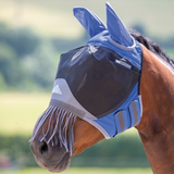 Shires FlyGuard Pro Deluxe Fly Mask With Ears & Nose Fringe #colour_royal-blue