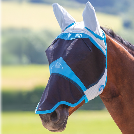 Shires FlyGuard Pro Air Motion Fly Mask With Ears & Nose #colour_blue