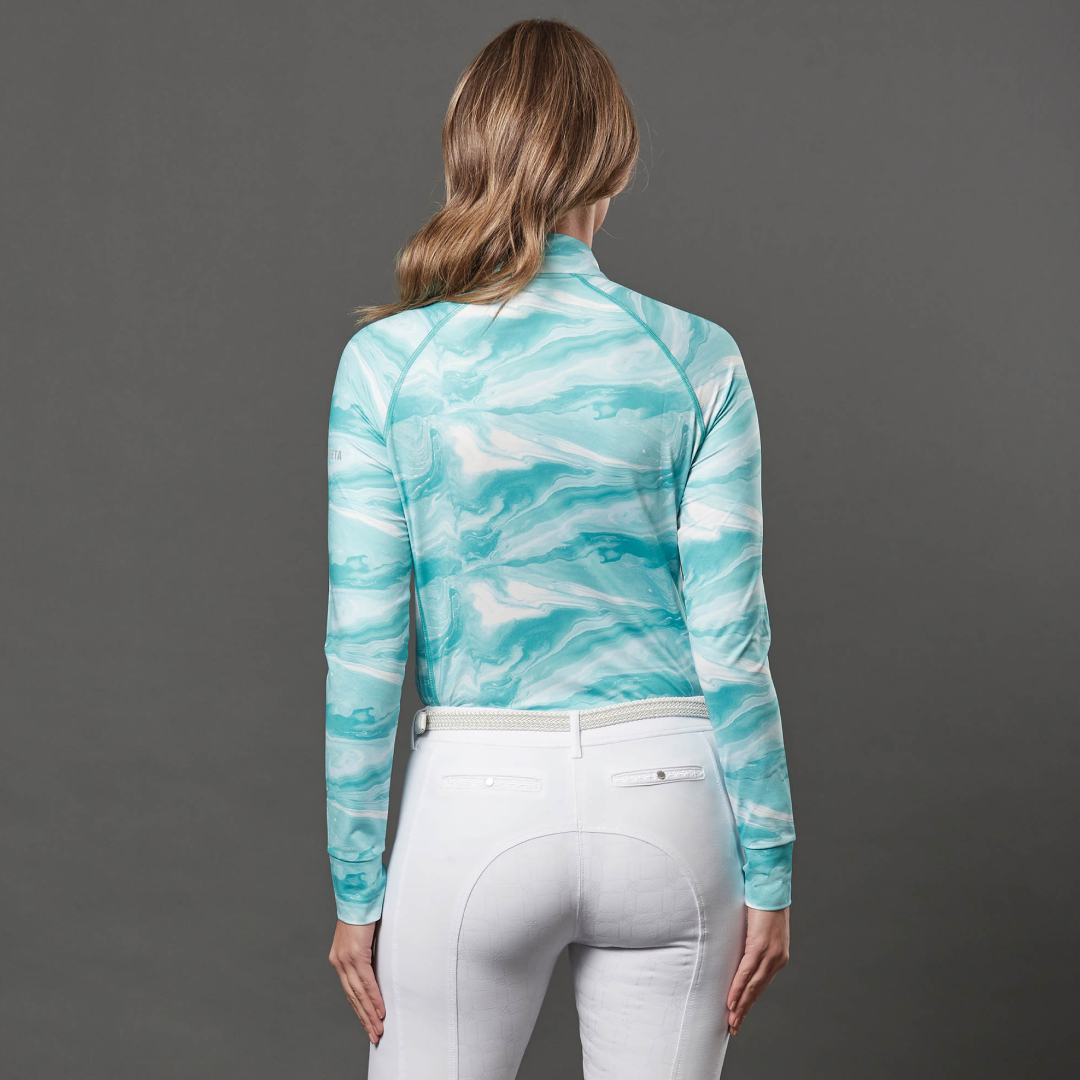 Weatherbeeta Ruby Printed Long Sleeve Top #colour_turquoise-swirl-marble-print