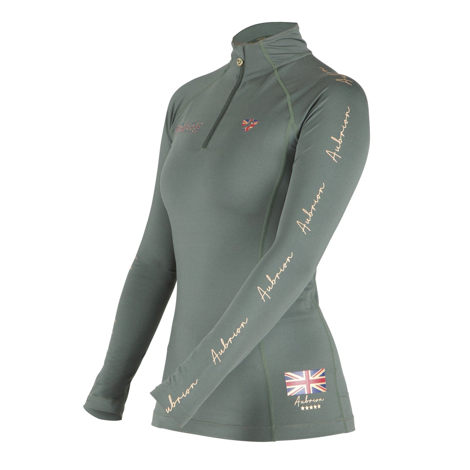 Shires Aubrion Team Long Sleeve Ladies Base Layer #colour_khaki