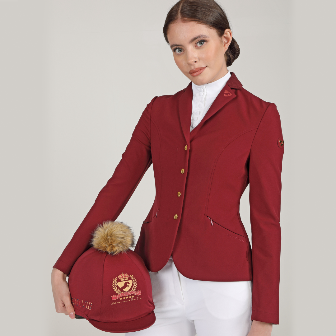 Shires Aubrion Team Show Jacket #colour_burgundy
