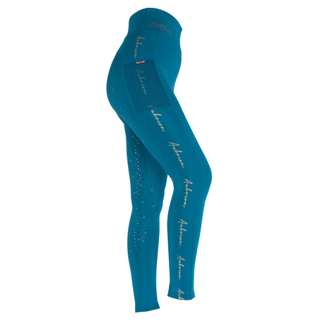Shires Aubrion Team Girls Riding Tights #colour_teal