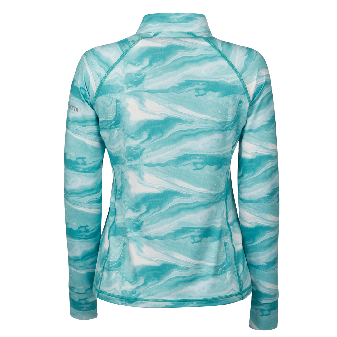 Weatherbeeta Ruby Printed Long Sleeve Top #colour_turquoise-swirl-marble-print