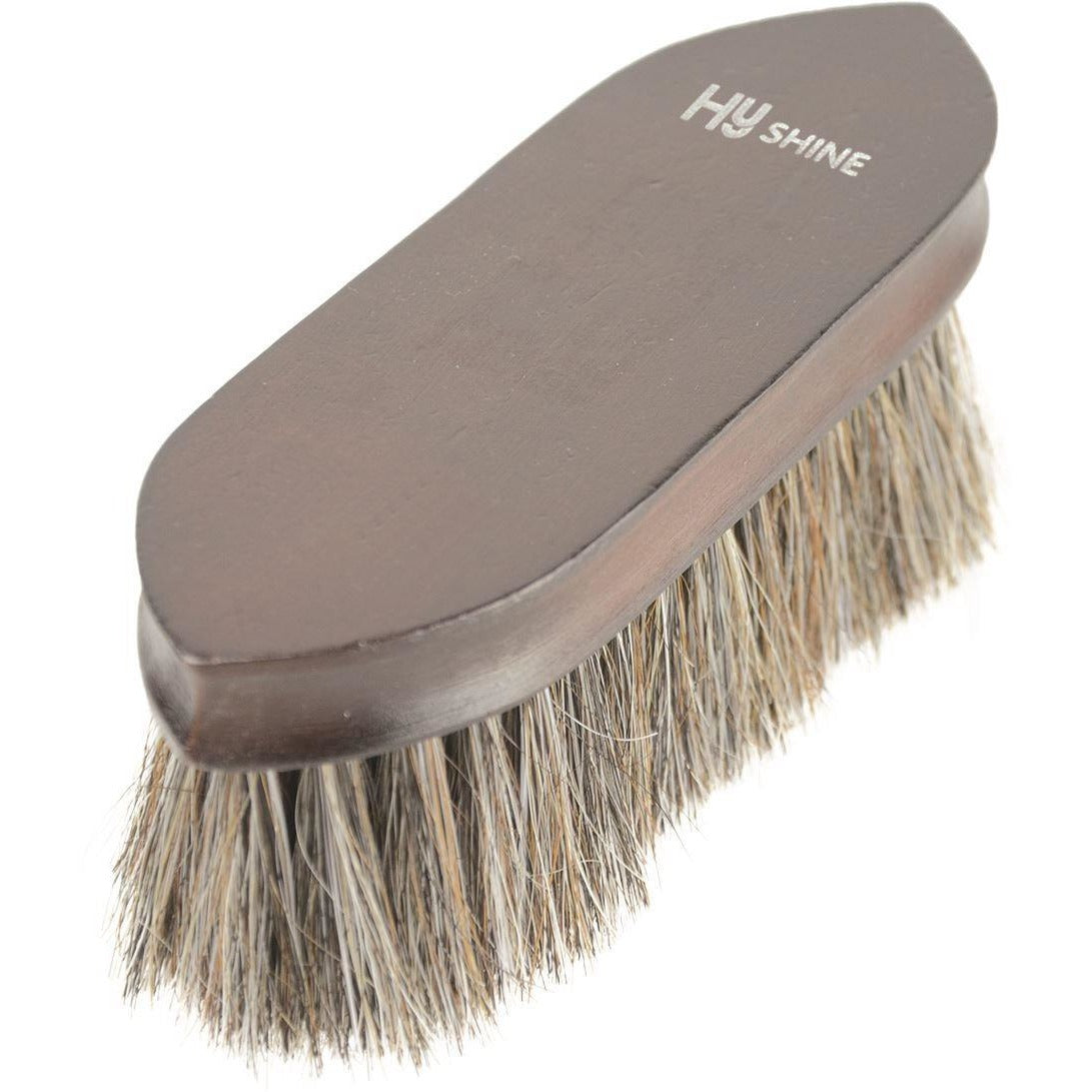 HySHINE Deluxe Horse Hair Wooden Dandy Brush - Dark Brown