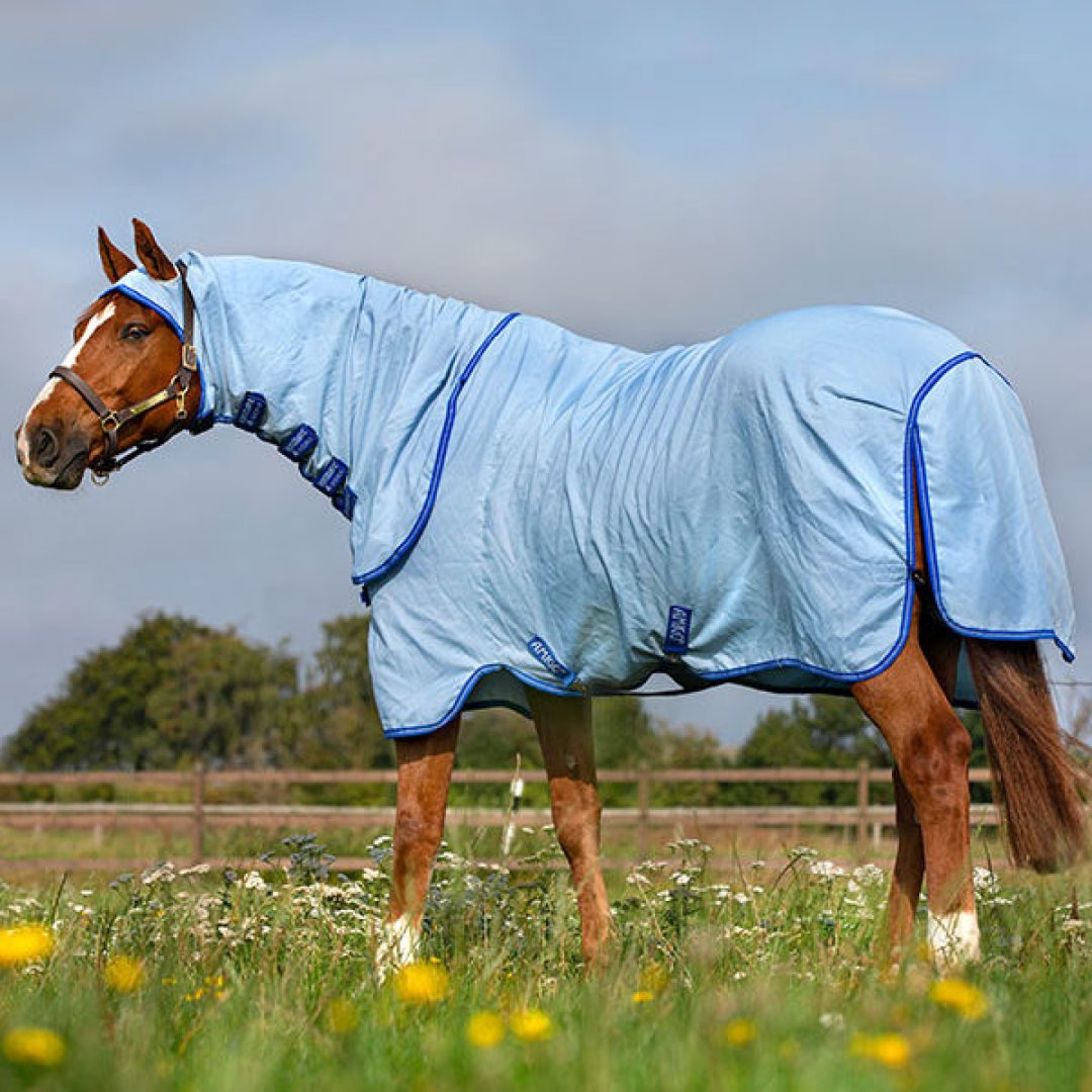 Horseware Ireland Amigo Ripstop Hoody #colour_azure-blue-strong-blue-silver