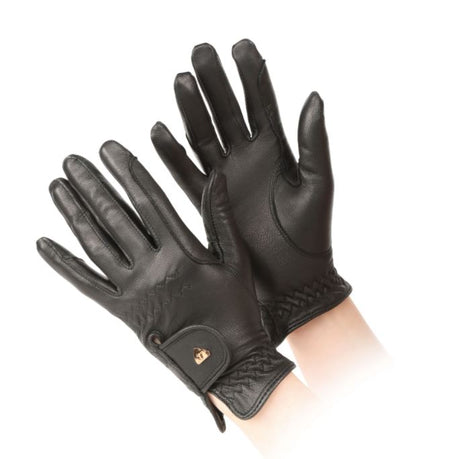 Shires Aubrion Children's Leather Riding Gloves #colour_black
