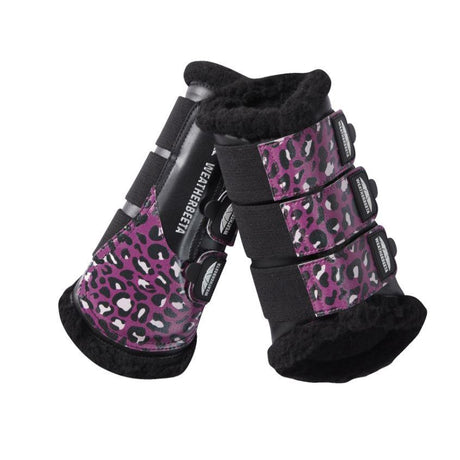 Weatherbeeta Leopard Brushing Boots #colour_pink-leopard