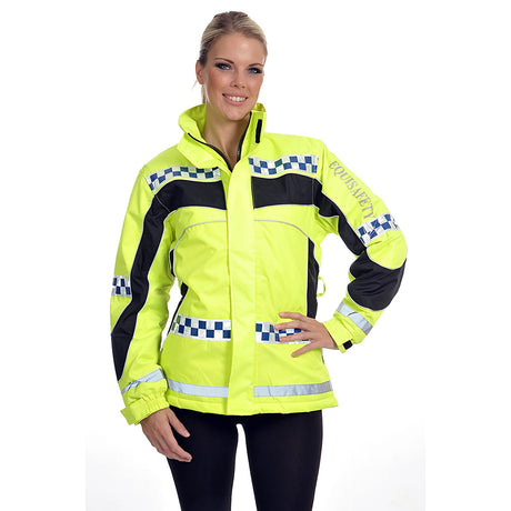 Equisafety Polite Hi-Vis Lightweight Waterproof Jacket #colour_yellow