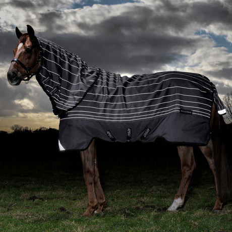 Horseware Ireland Amigo Bravo 12 Plus Reflectech 100g Turnout Rug #colour_grey-reflective-black
