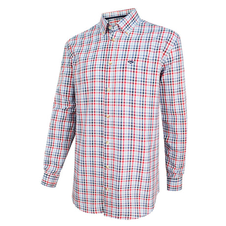 Hoggs of Fife Dundas Men's Oxford Checked Shirt #colour-red-blue-check