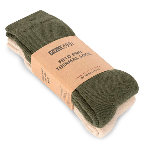 Hoggs of Fife Field Pro Thermal Socks - Pack of 2 #colour_olive-oatmeal