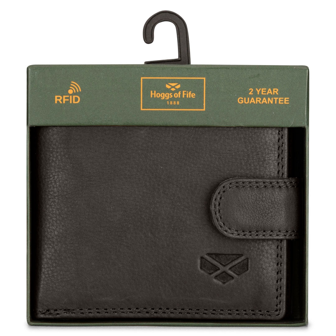 Hoggs of Fife Monarch Leather Coin Wallet with Tab #colour_black