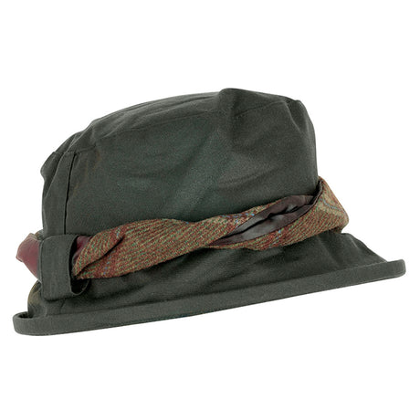 Hoggs of Fife Musselburgh Ladies Tweed Twist Hat #colour_olive-green