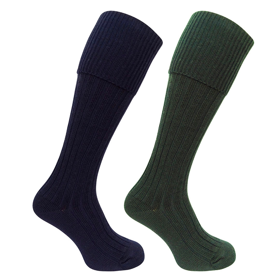 Hoggs Of Fife H017 Contrast Cable Sock Oli/Brn - View #4
