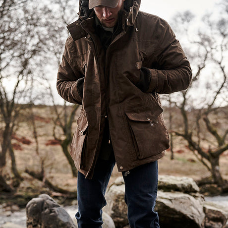 Hoggs of Fife Rannoch Men's Thermal Waterproof Field Coat #colour_brown