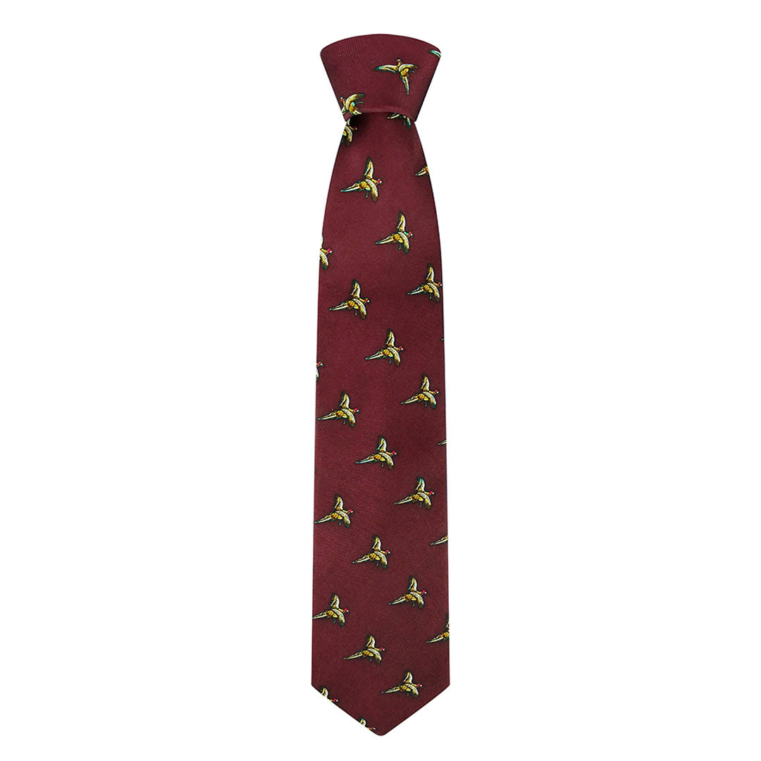 Hoggs of Fife Silk Country Tie #colour_flying-pheasant-wine