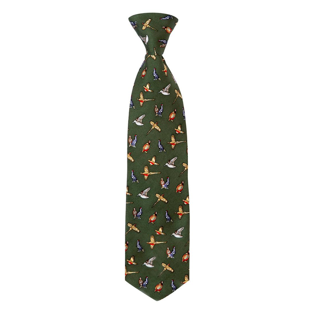 Hoggs of Fife Silk Country Tie #colour_mixed-bird-green
